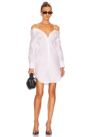 Alexander Wang Off The Shoulder Shirt Dress in Bright White REVOLVE