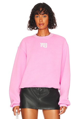 Alexander Wang Puff Paint Logo Sweatshirt in Pink Glo | REVOLVE
