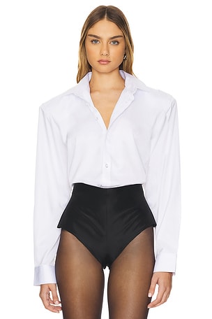 The Dolls House Toni Bow Tie Shirt in White