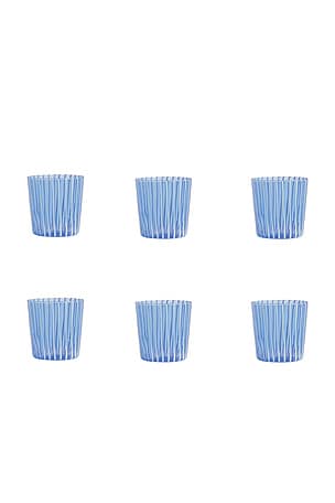 Marina White Stripe Glass Tumbler Set Of 6 The Favorites