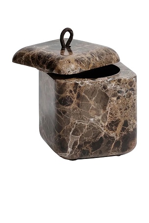 The Favorites Marble Lidded Vanity Jar in Marrón Emperador in Brown