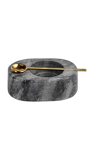 Tuscan Marble Salt And Pepper Bowl With Gold Spoon The Favorites