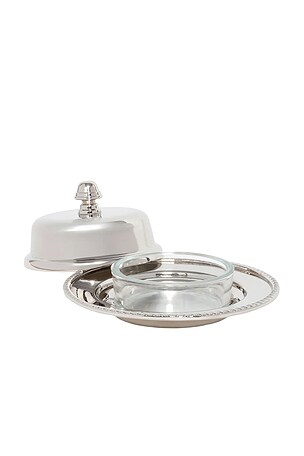 The Favorites Parisian Butter Dish With Cover And Glass Nickel in Metallic Silver