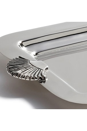 The Favorites Cap Ferrat Shell Design Serving Tray in Metallic Silver