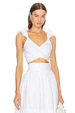 BELLA RUCHED PUFF SLEEVE TOP (WHITE)