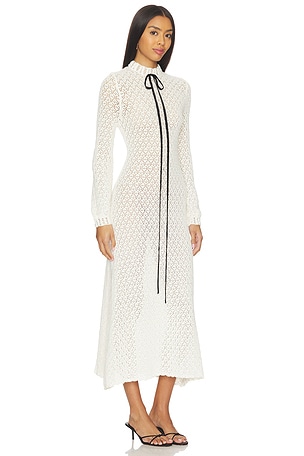 Tanner Fletcher Patsy Pointelle Midi Dress in Ivory. Size 3 (8/10). Also