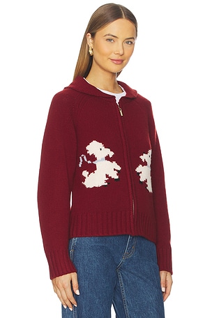 Tanner Fletcher Wellington Poodle Zip-up Sweater in Burgundy