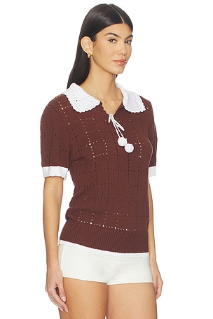 Tanner Fletcher Rufus Pom Pom Sweater in Brown. Size M. Also