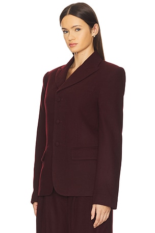 Tanner Fletcher Walt Wool Single Breasted Blazer in Burgundy