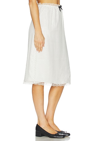 Tanner Fletcher Celerie Lace Trim Slip Skirt in Ivory