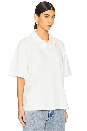Tanner Fletcher Cletus Lace Trim Polo in White