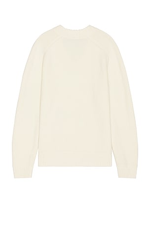 Theory Heavy Wool Cashmere V-Neck Sweater in White