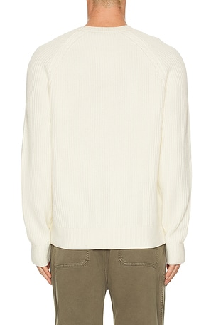 Theory Montana Wool Cable Long Sleeve Crew Neck Sweater in White