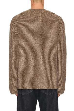 Theory Wool Cotton Long Sleeve Crew Neck Sweater in Grey