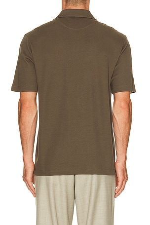 Theory Soft Waffle Short Sleeve Polo in Olive