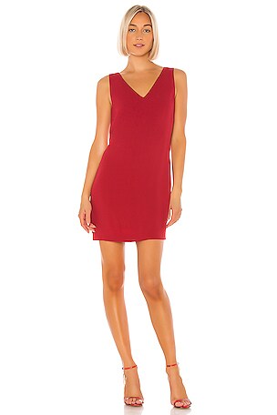 Theory V-Neck Shift Dress in Light Cranberry | REVOLVE