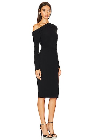 Theory Asym Off Shoulder Dress in Black