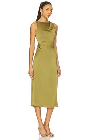 Theory Shoulder Drape Dress in Olive