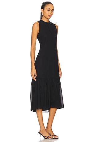 Theory Tiered Tie Neck Dress in Black