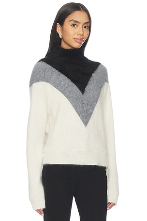 Theory Chevron Yoke Sweater in Ivory Multi. Size XS. Also