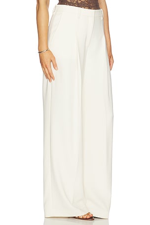 Theory Oversize Wide Pleated Trouser in Ivory
