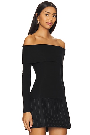 Theory Long Sleeve Off The Shoulder Top in Black