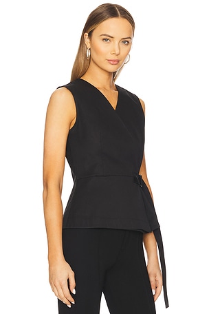 Theory Sleeveless Wrap Top in Black
