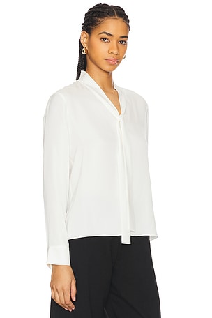 Theory Open Neck Tie Blouse