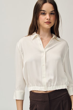 Quarter Sleeve Cropped Shirt Theory