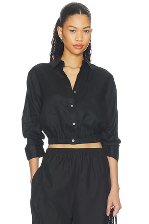 Linen Fixed Sleeve Cropped Shirt Theory