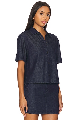 Theory Boxy Short Sleeve Shirt in Blue