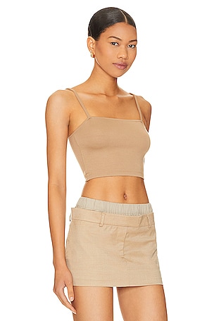 The Range No Bra Club Cropped Cami in Tan