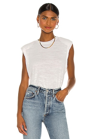 The Range Strata Slub Jersey Shoulder Pad Muscle Tee in White