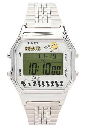 Peanuts 75th Anniversary 34mm Stainless Steel Watch Timex