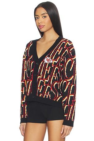 The Wild Collective Chiefs Cropped Cardigan in Black,Red