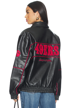49ers Faux Leather Racing Jacket The Wild Collective