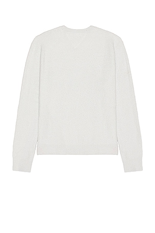 Tommy Jeans Slim Boucle Varsity Sweater in Light Grey