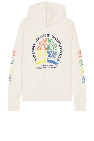 Tommy Jeans Varsity Crest Hoodie in Cream