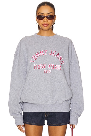 Cropped Overdyed Varsity Crew Sweatshirt Tommy Jeans