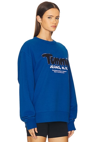 Tommy Jeans Boucle Crew Neck Sweatshirt in Blue