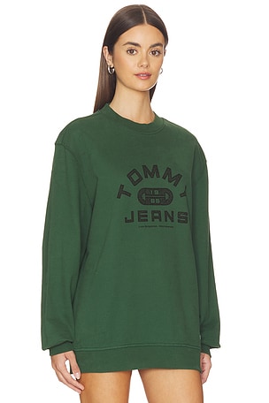 Tommy Jeans Entry Gym Crew Sweatshirt in Dark Green