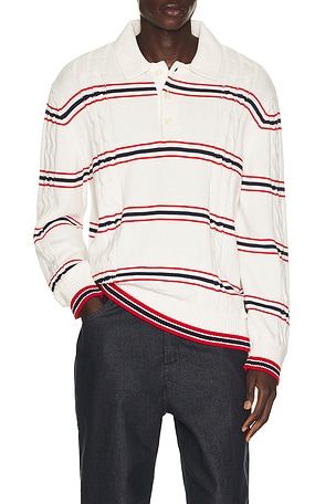 Stripe Cable Knit Polo Tommy Jeans