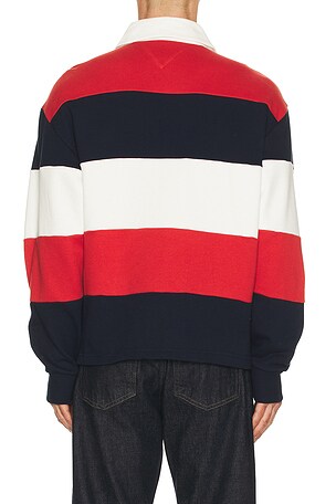 Tommy Jeans Relaxed Badge Stripe Rugby in Blue,Red