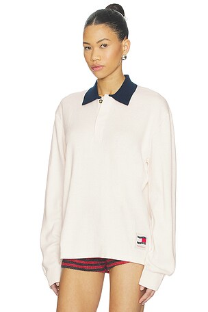 Tommy Jeans Woven Long Sleeve Rugby in White