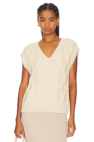 Fine Collection Fringe Short Sleeve Sweater in Ivory | REVOLVE