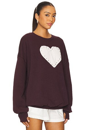 The Laundry Room Rhinestone Heart Jump Jumper in Burgundy