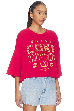 The Laundry Room Enjoy Coke Cowboy Horseshoe Crop Jumper in Red