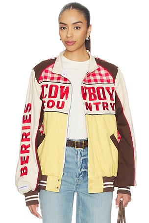 The Laundry Room Cowboy Country Grown Wild Berries Racing Jacket in Cream,Red