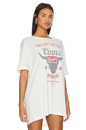 The Laundry Room Ain't My First Coors Rodeo Oversized Tee in White