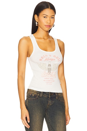 The Laundry Room Coca Cola Rock & Roll Rib Tank Top in White